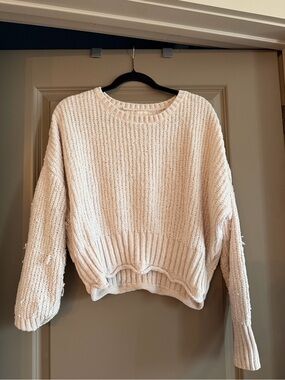 Altar'd State Neutral Cream Textured Crew Sweater